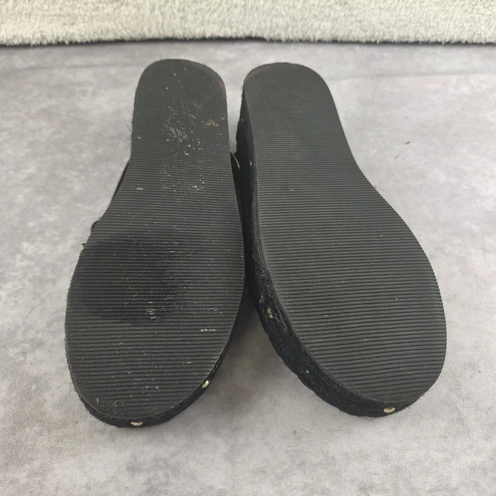 H&M Divided Womens Black Studded Espadrille Platform Sandals Size 8 EUR 39 S1513